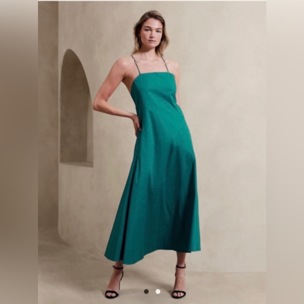Banana Republic Factory Teal Square Neck Maxi Dress